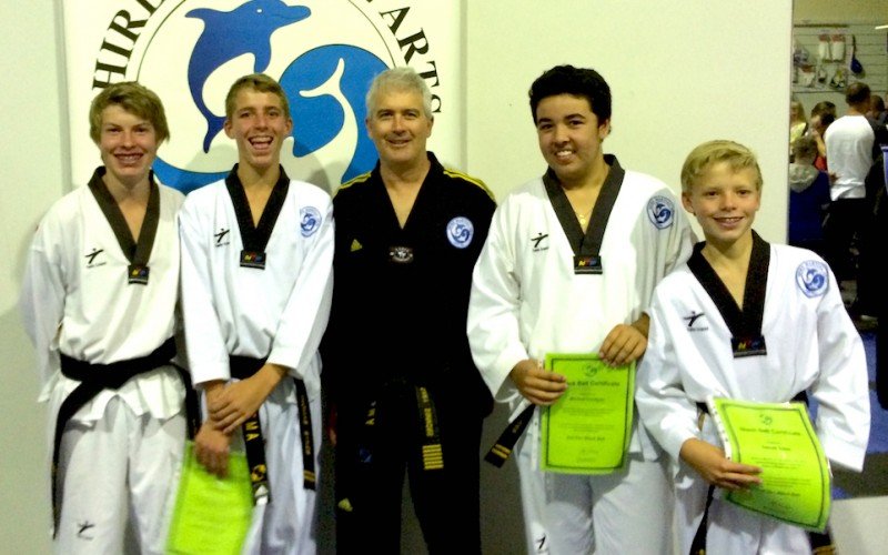 2014: 2nd Dan Black belts Nathan, Tom, Michael & Sam                